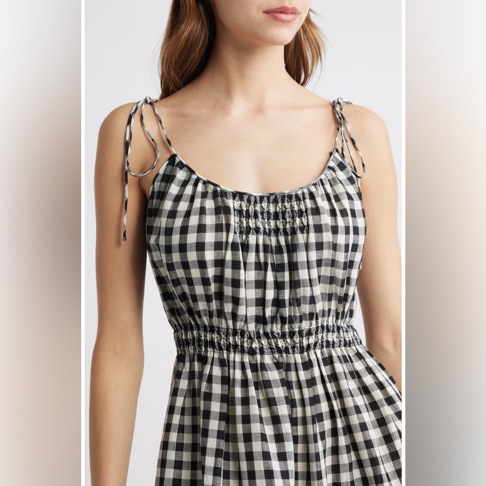 Doen Leslie Gingham Pleated Maxi Dress in Marilyn Plaid, Size Small - Picture 6 of 10